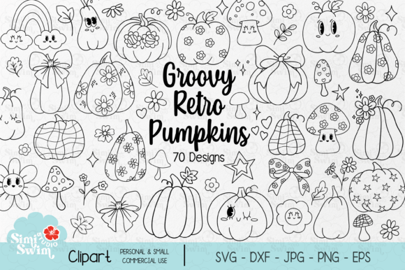 Groovy Retro Pumpkins Svg Fall Svg