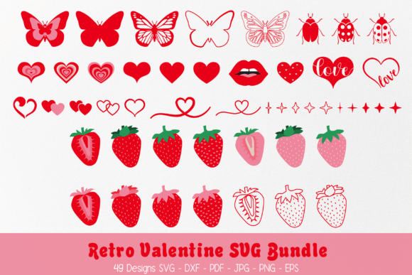 Sweet Valentine s Day Icons SVG Retro